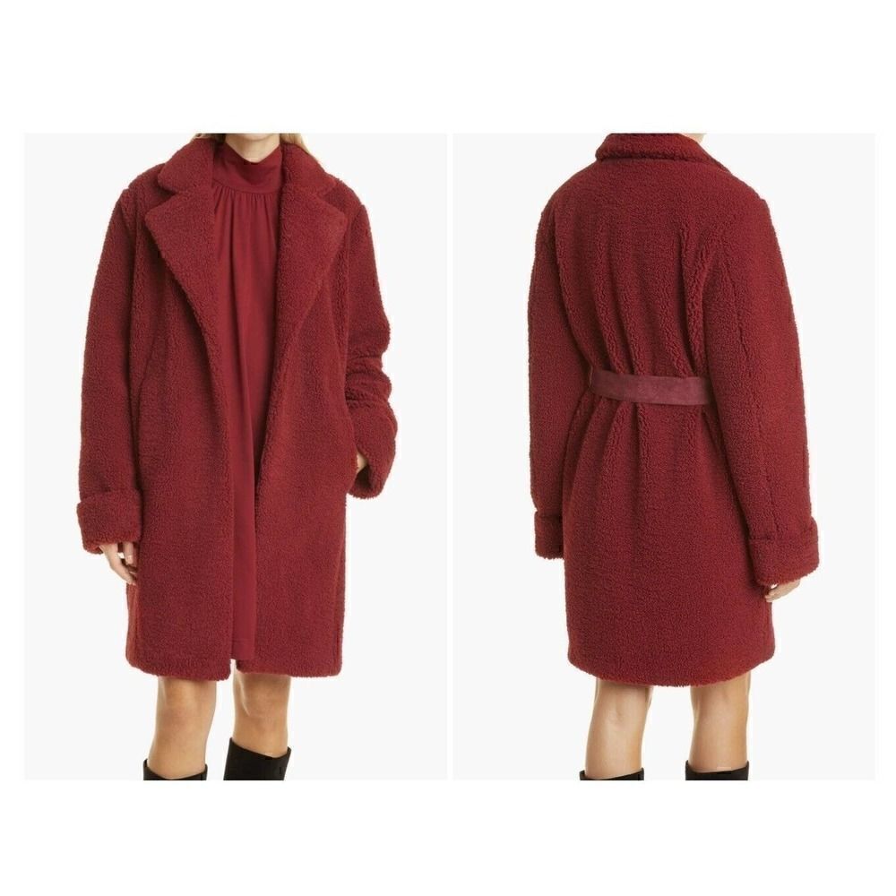NWT's Authentic Women's Toccin Teddy Cocoon Red Fleece Coat Large $595